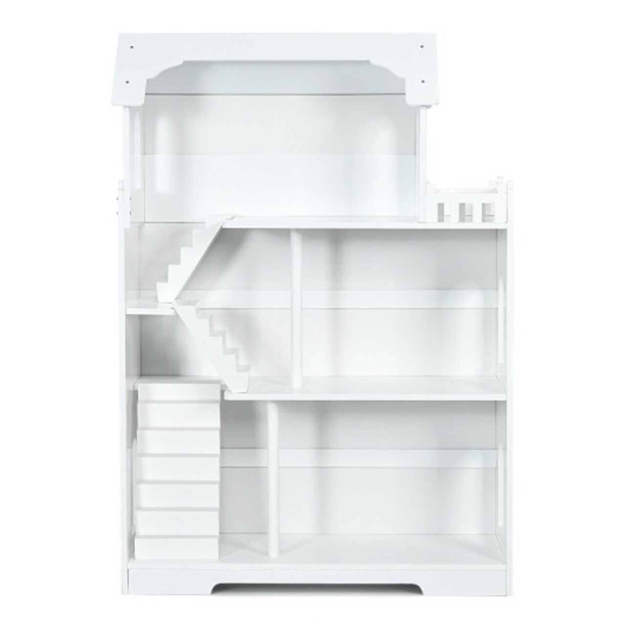 Kids Wooden Dollhouse Bookshelf with Anti-Tip Design and Storage Space